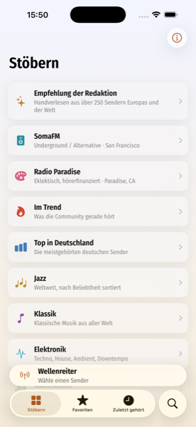 Wellenreiter radio app screenshot