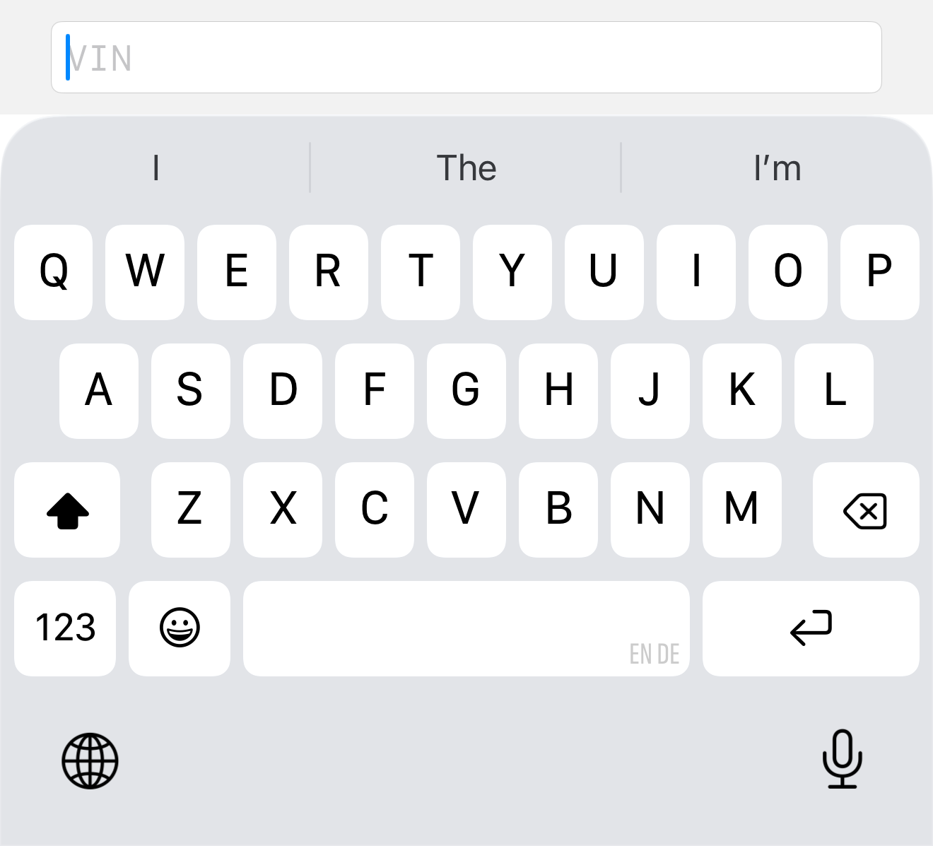 A plain rounded-border text field labeled VIN